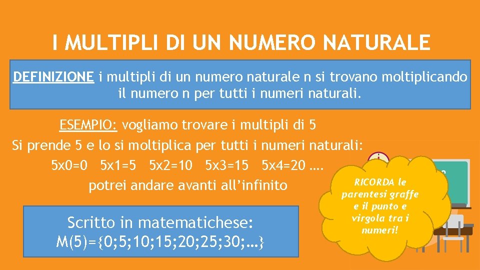 I MULTIPLI DI UN NUMERO NATURALE DEFINIZIONE i multipli di un numero naturale n