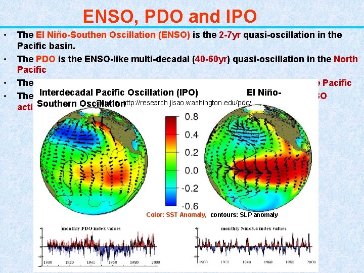 ENSO, PDO and IPO • • The El Niño-Southen Oscillation (ENSO) is the 2