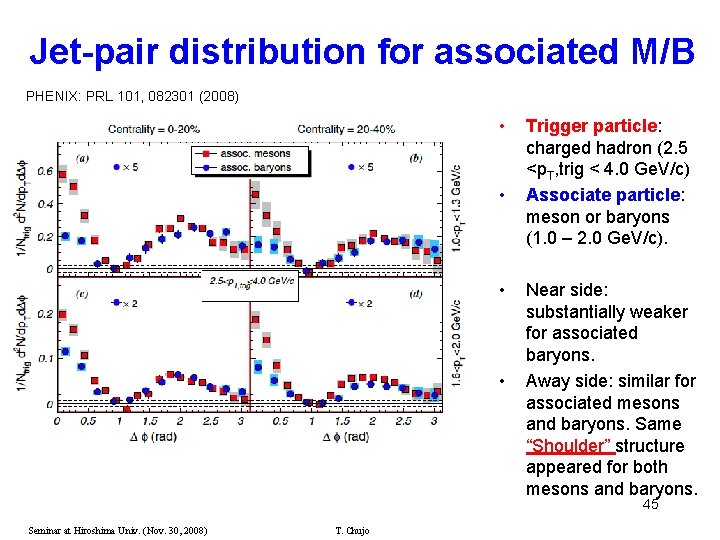 Jet-pair distribution for associated M/B PHENIX: PRL 101, 082301 (2008) • • Trigger particle: