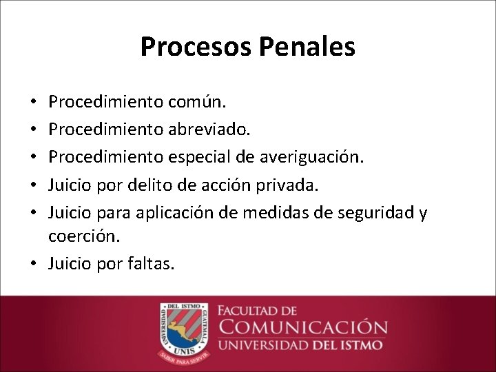 Procesos Penales Procedimiento común. Procedimiento abreviado. Procedimiento especial de averiguación. Juicio por delito de