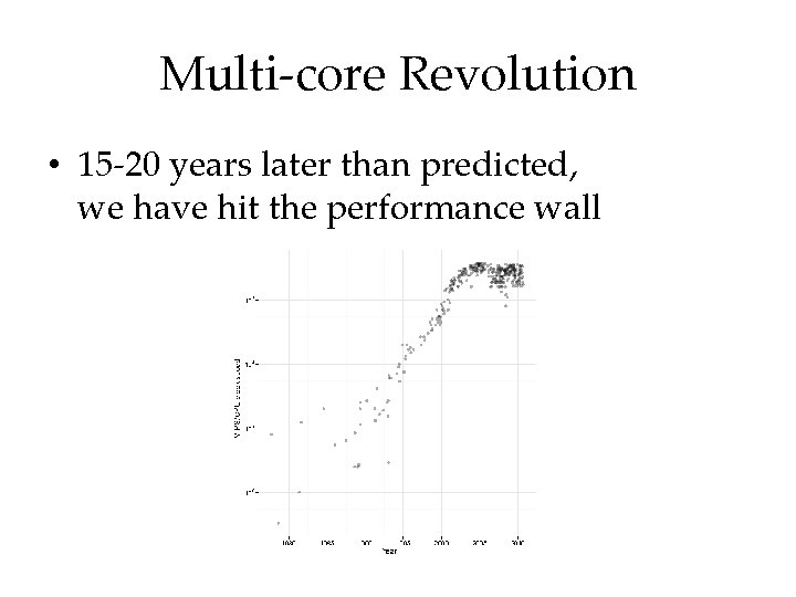 Multi-core Revolution • 15 -20 years later than predicted, we have hit the performance