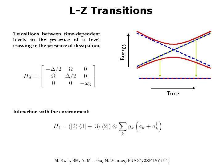 Transitions between time-dependent levels in the presence of a level crossing in the presence