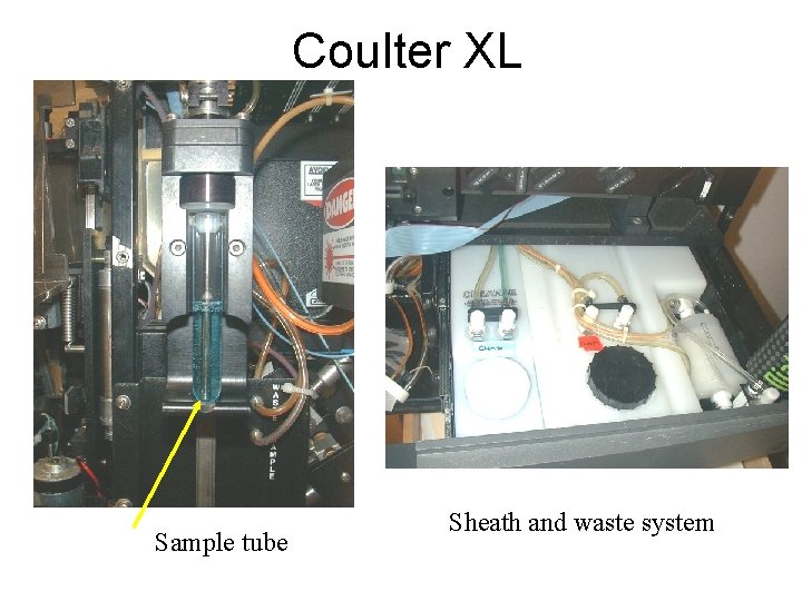 Coulter XL Sample tube Sheath and waste system 