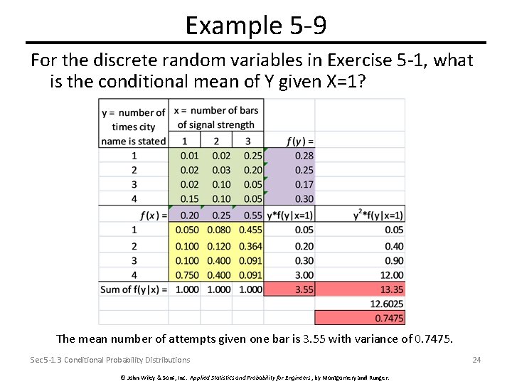 Example 5 -9 For the discrete random variables in Exercise 5 -1, what is