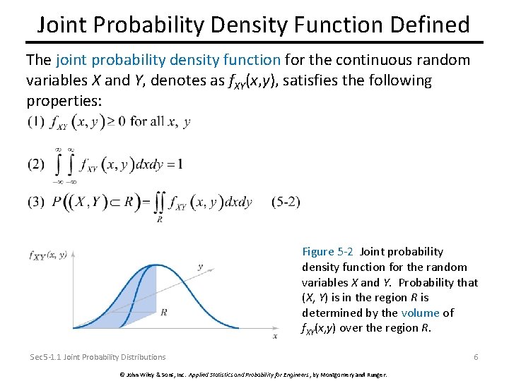 Joint Probability Density Function Defined The joint probability density function for the continuous random