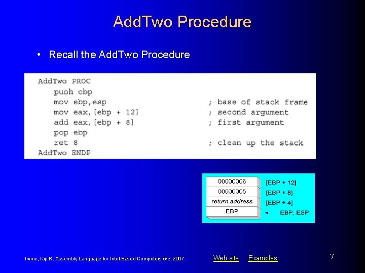 Add. Two Procedure • Recall the Add. Two Procedure Irvine, Kip R. Assembly Language