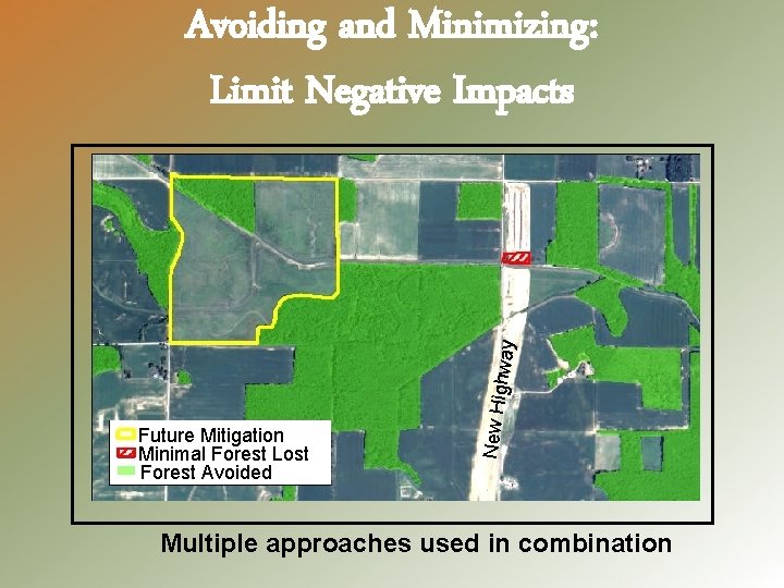 Future Mitigation Minimal Forest Lost Forest Avoided New Hi . ghway Avoiding and Minimizing: