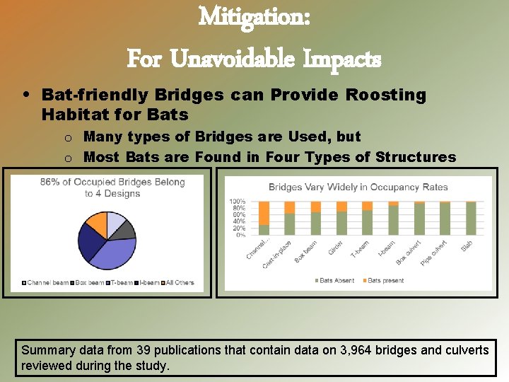 Mitigation: For Unavoidable Impacts • Bat-friendly Bridges can Provide Roosting Habitat for Bats o