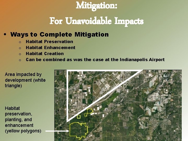 Mitigation: For Unavoidable Impacts • Ways to Complete Mitigation o o Habitat Preservation Habitat