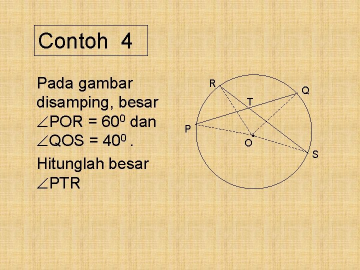 Contoh 4 Pada gambar disamping, besar POR = 600 dan QOS = 400. Hitunglah