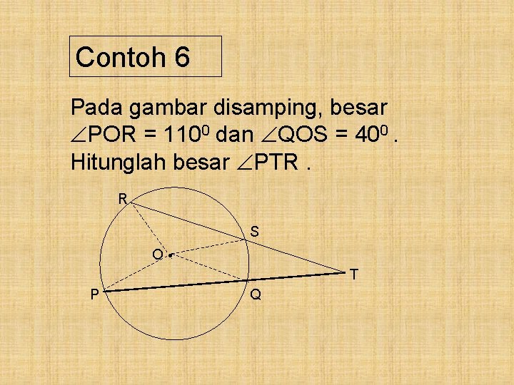 Contoh 6 Pada gambar disamping, besar POR = 1100 dan QOS = 400. Hitunglah