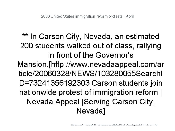 2006 United States immigration reform protests - April 1 ** In Carson City, Nevada,
