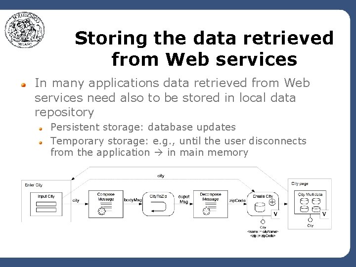Storing the data retrieved from Web services In many applications data retrieved from Web