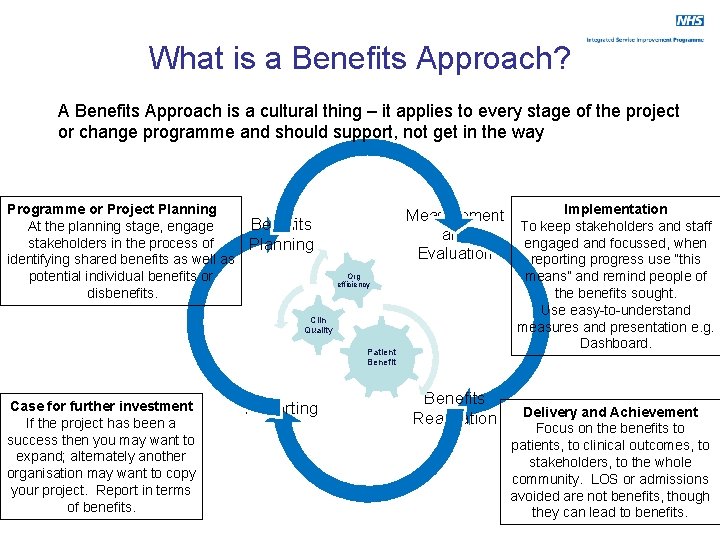 What is a Benefits Approach? A Benefits Approach is a cultural thing – it