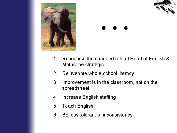 … 1. Recognise the changed role of Head of English & Maths: be strategic