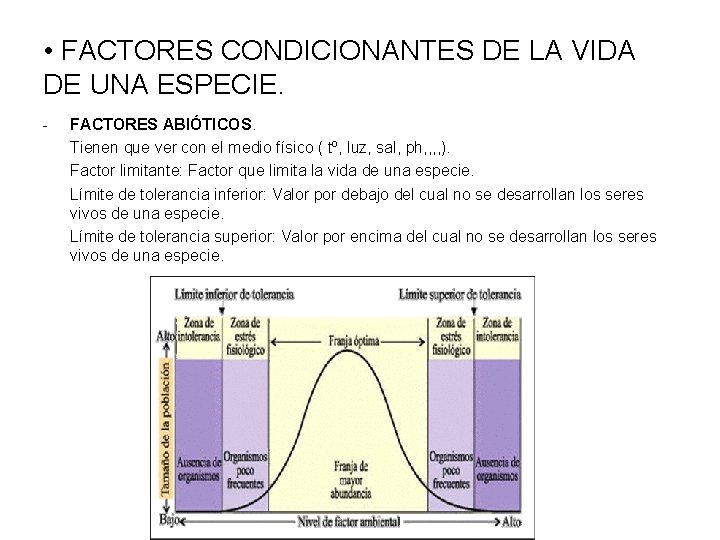  • FACTORES CONDICIONANTES DE LA VIDA DE UNA ESPECIE. - FACTORES ABIÓTICOS. Tienen