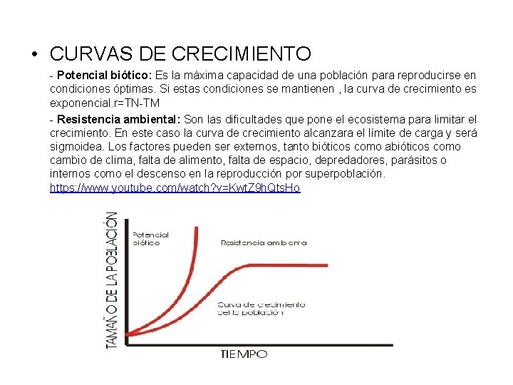  • CURVAS DE CRECIMIENTO - Potencial biótico: Es la máxima capacidad de una