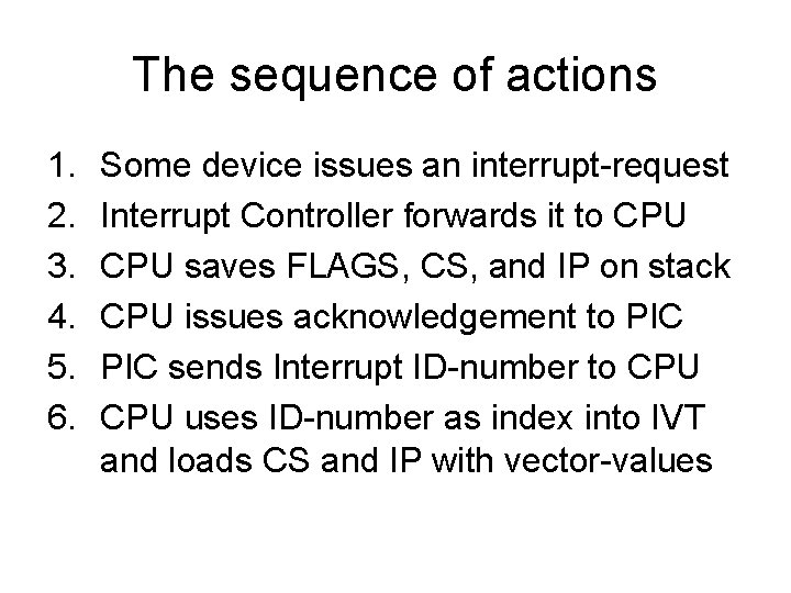 The sequence of actions 1. 2. 3. 4. 5. 6. Some device issues an