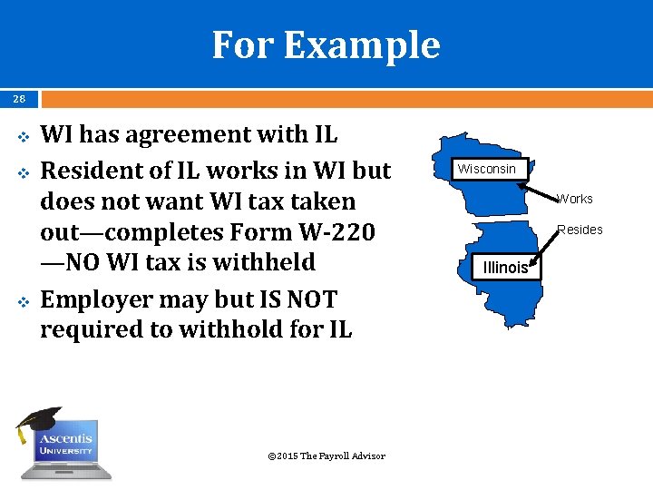 For Example 28 v v v WI has agreement with IL Resident of IL