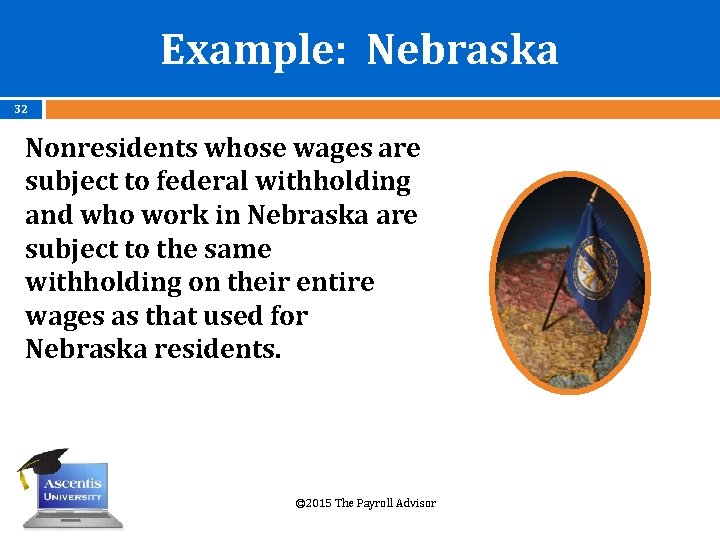 Example: Nebraska 32 Nonresidents whose wages are subject to federal withholding and who work