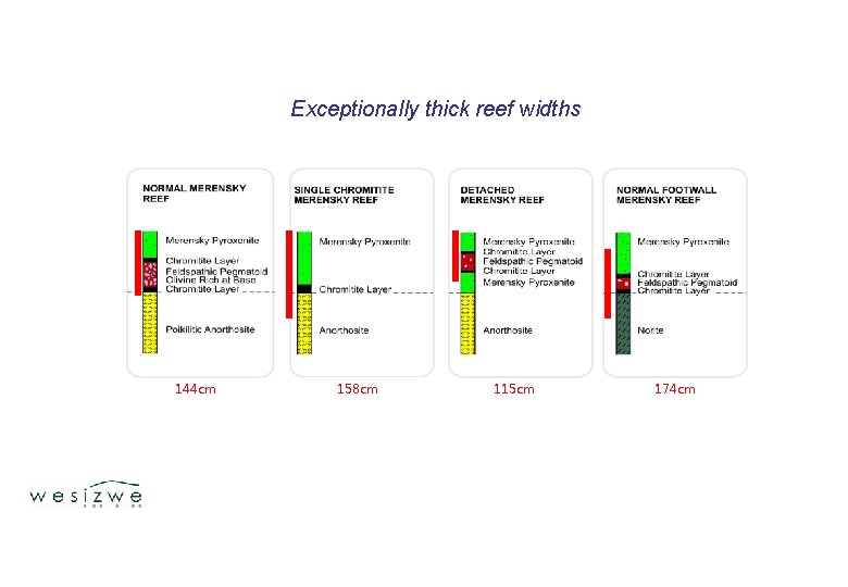 Exceptionally thick reef widths 144 cm 158 cm 115 cm 174 cm 