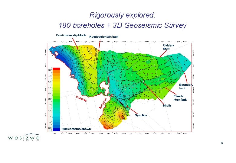 Rigorously explored: 180 boreholes + 3 D Geoseismic Survey 6 