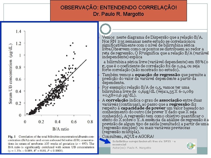 OBSERVAÇÃO: ENTENDENDO CORRELAÇÃO! Dr. Paulo R. Margotto Vemos neste diagrama de Dispersão que a