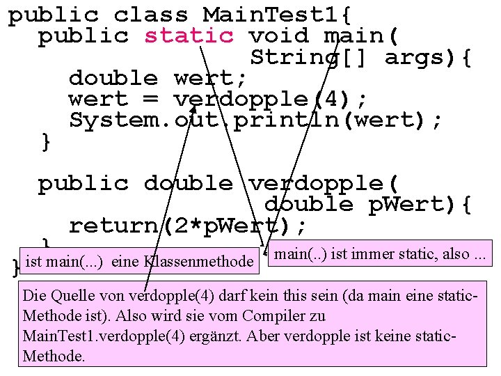 public class Main. Test 1{ public static void main( String[] args){ double wert; wert