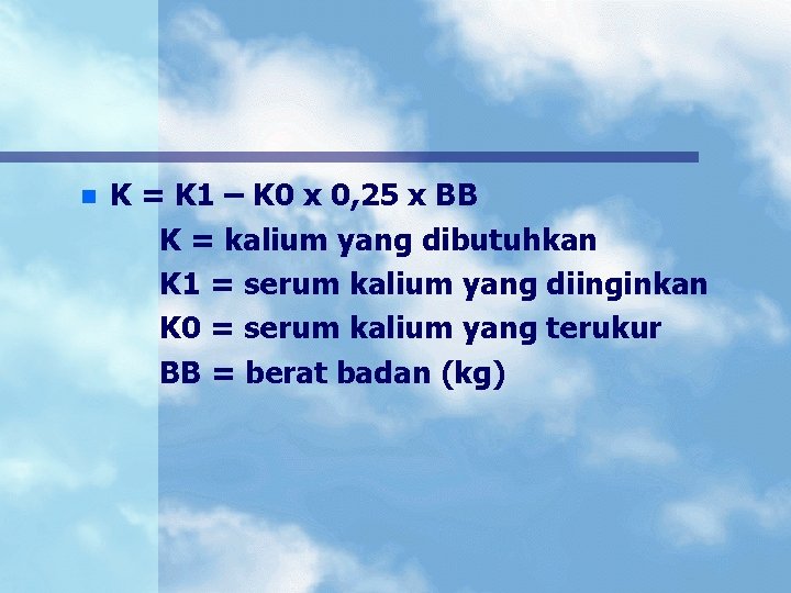 n K = K 1 – K 0 x 0, 25 x BB K