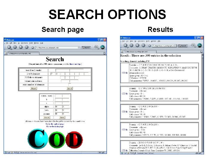 SEARCH OPTIONS Search page Results 