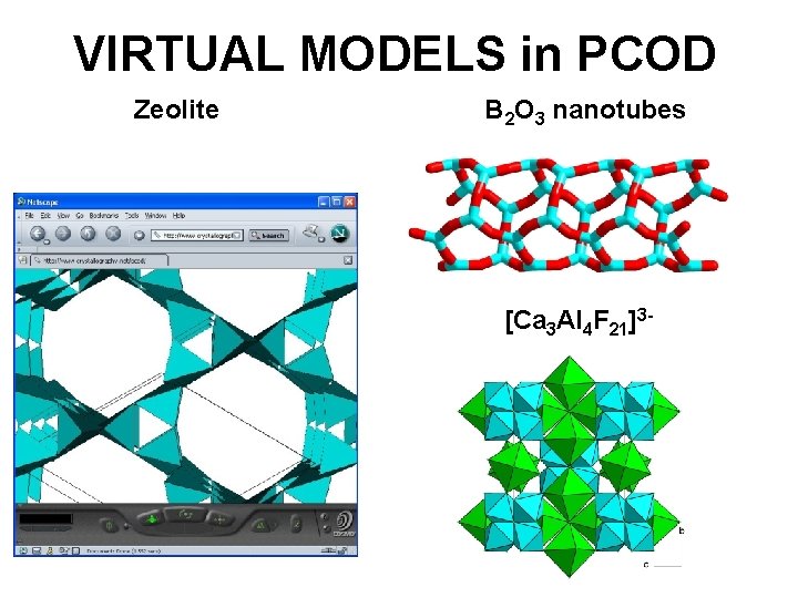 VIRTUAL MODELS in PCOD Zeolite B 2 O 3 nanotubes [Ca 3 Al 4