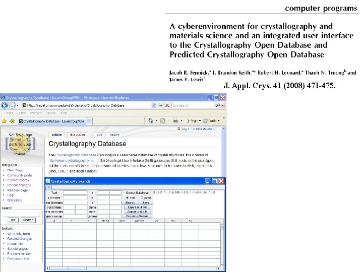 J. Appl. Crys. 41 (2008) 471 -475. 