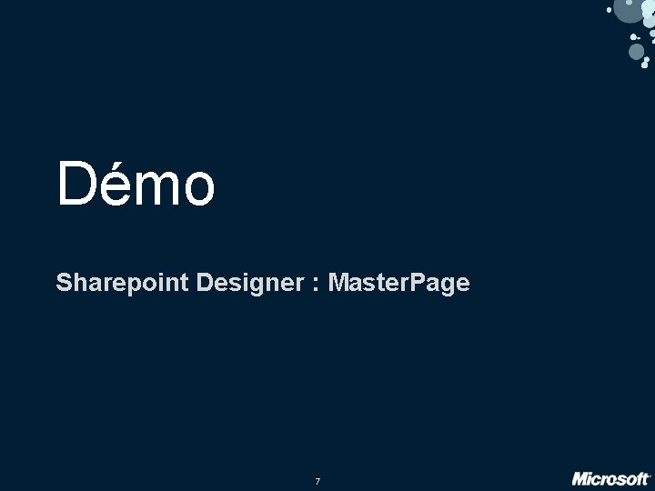 Démo Sharepoint Designer : Master. Page 7 