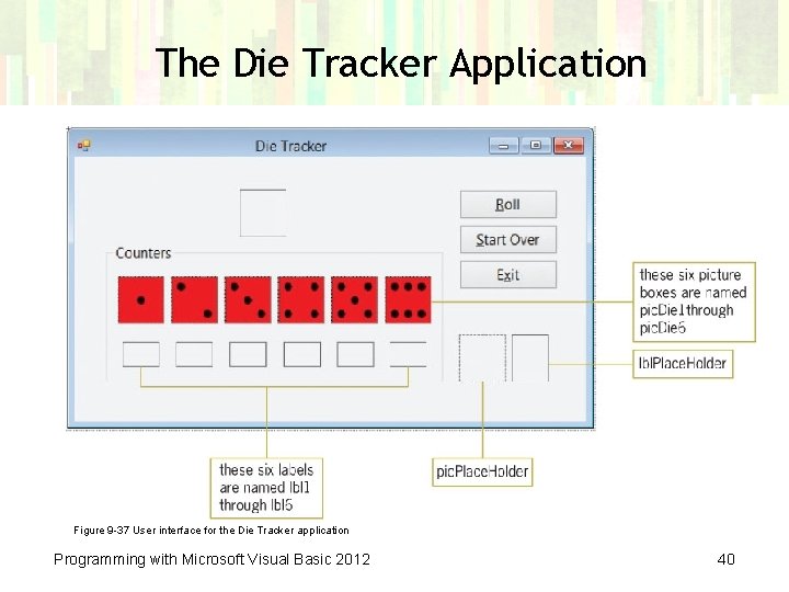 The Die Tracker Application Figure 9 -37 User interface for the Die Tracker application