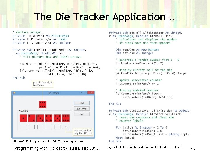 The Die Tracker Application (cont. ) Figure 9 -40 Sample run of the Die