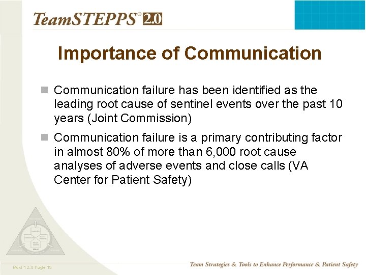 Importance of Communication n Communication failure has been identified as the leading root cause