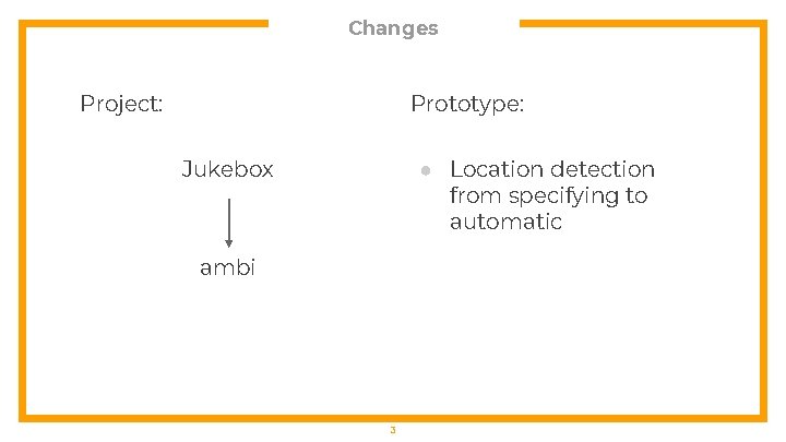 Changes Project: Prototype: Jukebox ● Location detection from specifying to automatic ambi 3 