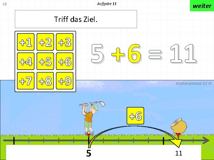 Aufgabe 11 weiter Triff das Ziel. +1 +4 +7 +2 +5 +8 +3 +6