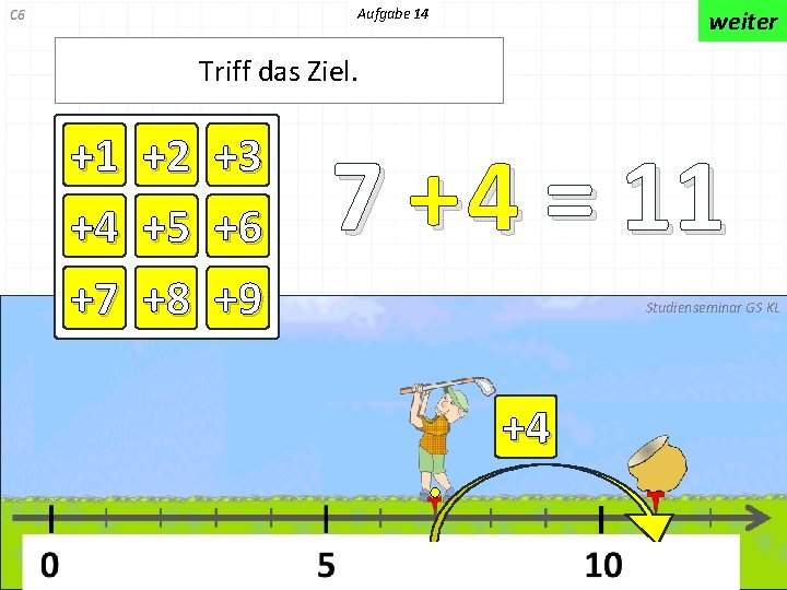 Aufgabe 14 weiter Triff das Ziel. +1 +4 +7 +2 +5 +8 +3 +6