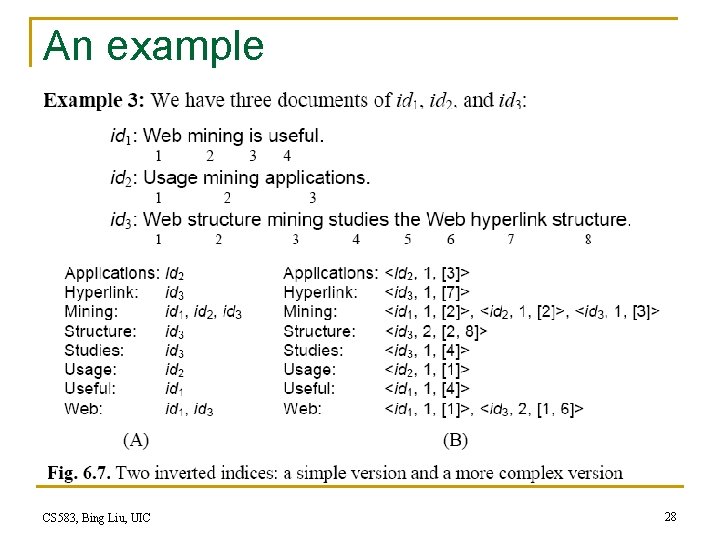 An example CS 583, Bing Liu, UIC 28 