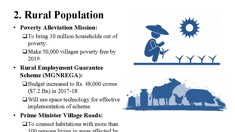 2. Rural Population • Poverty Alleviation Mission: q. To bring 10 million households out