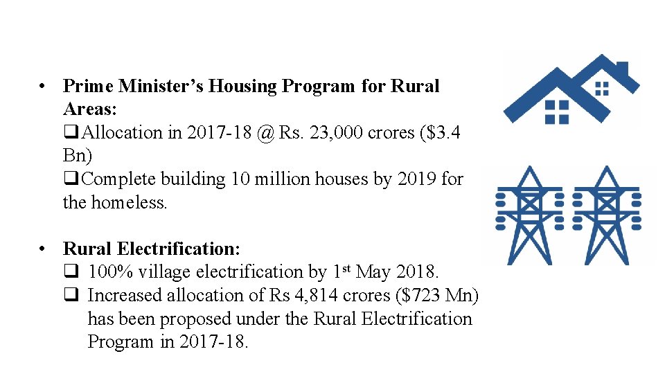  • Prime Minister’s Housing Program for Rural Areas: q. Allocation in 2017 -18