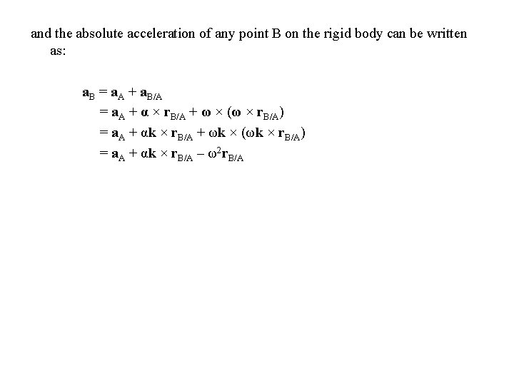 and the absolute acceleration of any point B on the rigid body can be