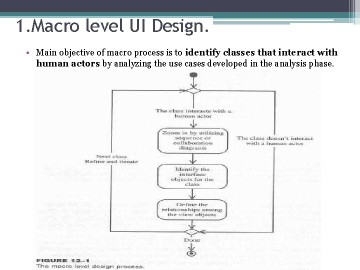 1. Macro level UI Design. • Main objective of macro process is to identify