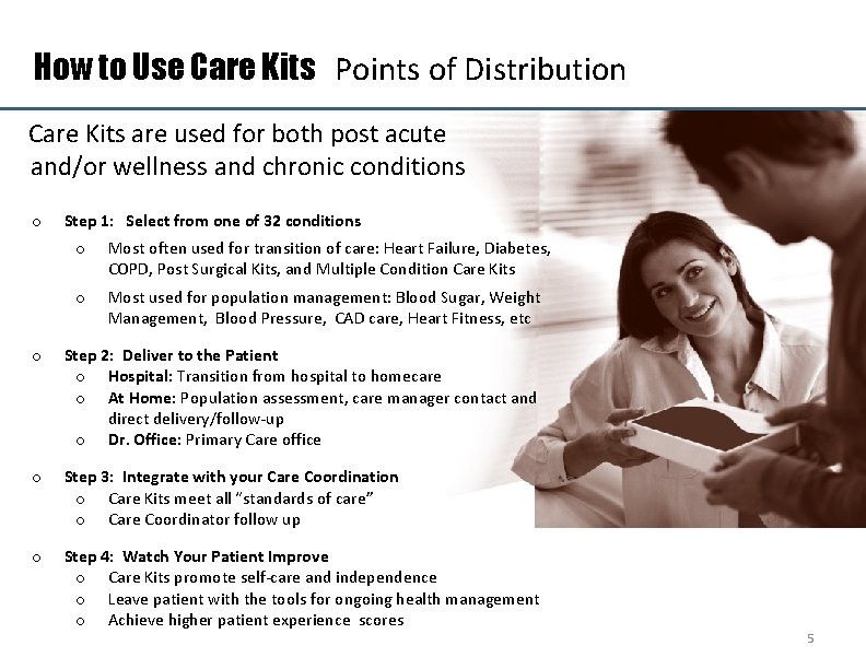 How to Use Care Kits Points of Distribution Care Kits are used for both