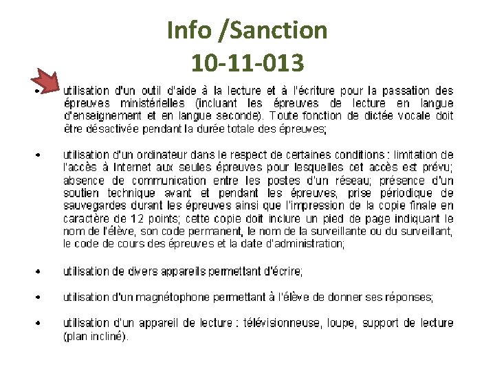 Info /Sanction 10 -11 -013 