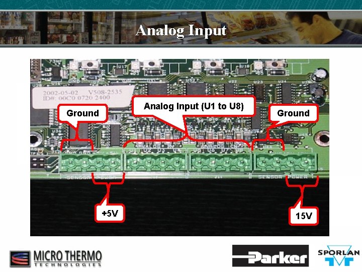 Analog Input (U 1 to U 8) Ground +5 V Ground 15 V 