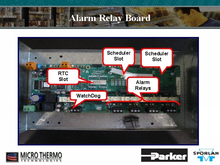 Alarm Relay Board Scheduler Slot RTC Slot Scheduler Slot Alarm Relays Watch. Dog 