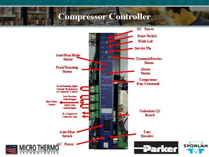 Compressor Controller DC Power Reset Switch Wink Led Service Pin Auto/Man Mode Status Proof