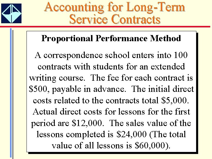 Accounting for Long-Term Service Contracts Proportional Performance Method A correspondence school enters into 100